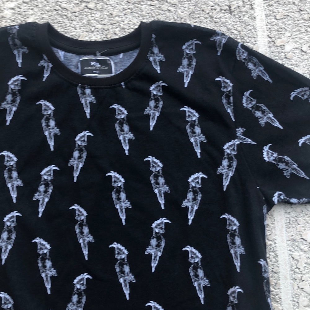 Cockatoo bird parrot print t-shirt black short sleeve tee NWT men’s large